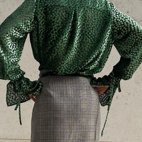 BLOUSE CATE "GREEN VELVET DOTS"