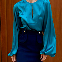 BLOUSE CLAIRE "AQUAMARINE SILK"