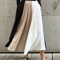 SKIRT TRICOLOR VIOLA "DARK BROWN"