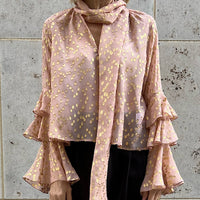 BLOUSE CLARISSE "YELLOW GOLD DOTS"       SALE ITEMS CAN NOT BE RETURNED OR EXCHANGED