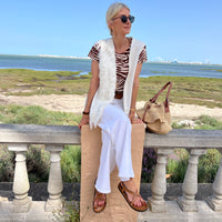 VEST MAXIMA "FRINGES OFF-WHITE"