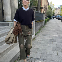 PANTS ALDA CROPPED "EMBROIDERED OLIVE"