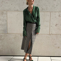 BLOUSE CATE "GREEN VELVET DOTS"