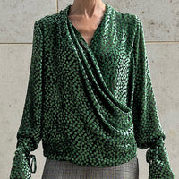 BLOUSE CATE "GREEN VELVET DOTS"