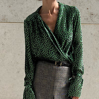 BLOUSE CATE "GREEN VELVET DOTS"