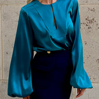 BLOUSE CLAIRE "AQUAMARINE SILK"