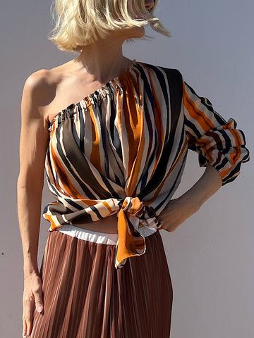 BLOUSE PIA "MULTICOLOR STRIPES ORANGE"   Please note that SALE items can not be returned