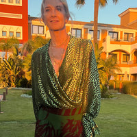BLUSE CATE "GREEN VELVET DOTS"