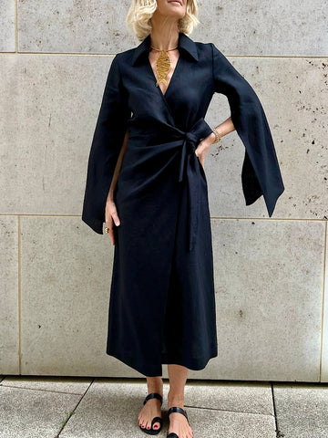 DRESS PAM "BLACK LINEN"