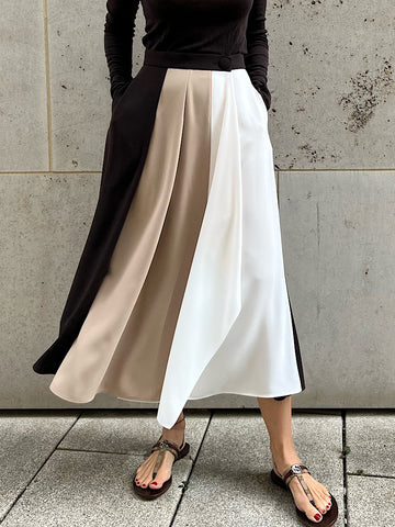 SKIRT TRICOLOR VIOLA "DARK BROWN"