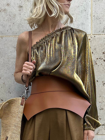 BLOUSE PIA "GOLD PLISSEE"