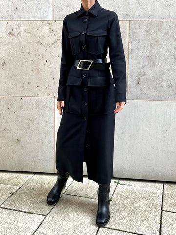 DRESS PEGGY "BLACK WOOL"